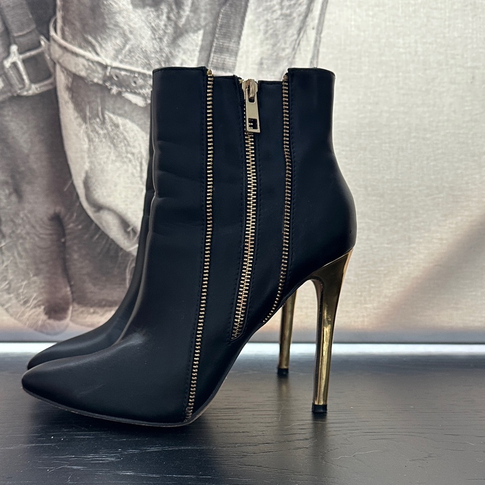 Catherine Malandrino Black and Gold Heeled Boots